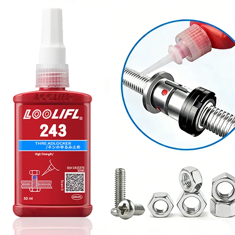 LOOLIFL medium-strength thread-locking adhesive, anti-rust blue thread-locking glue, leak-proof sealing adhesive, corrosion-resistant, anti-loosening, easy to use