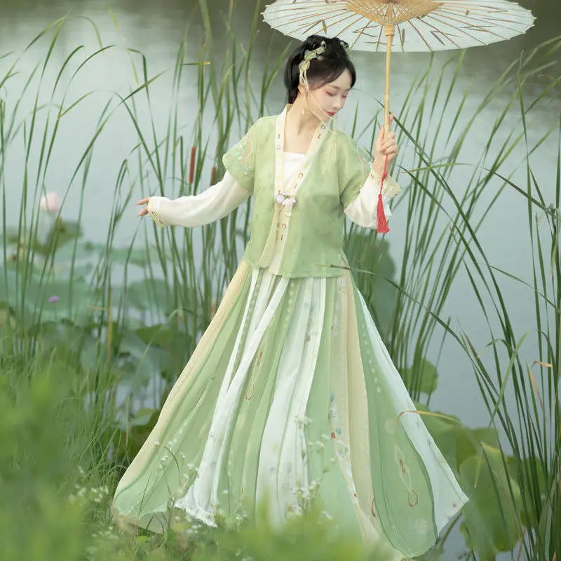 

Chinese Traditional Hanfu Dress Women Ancient Green Yellow Costume Oriental Princess Dresses Elegance Tang Dynasty Dance Wear