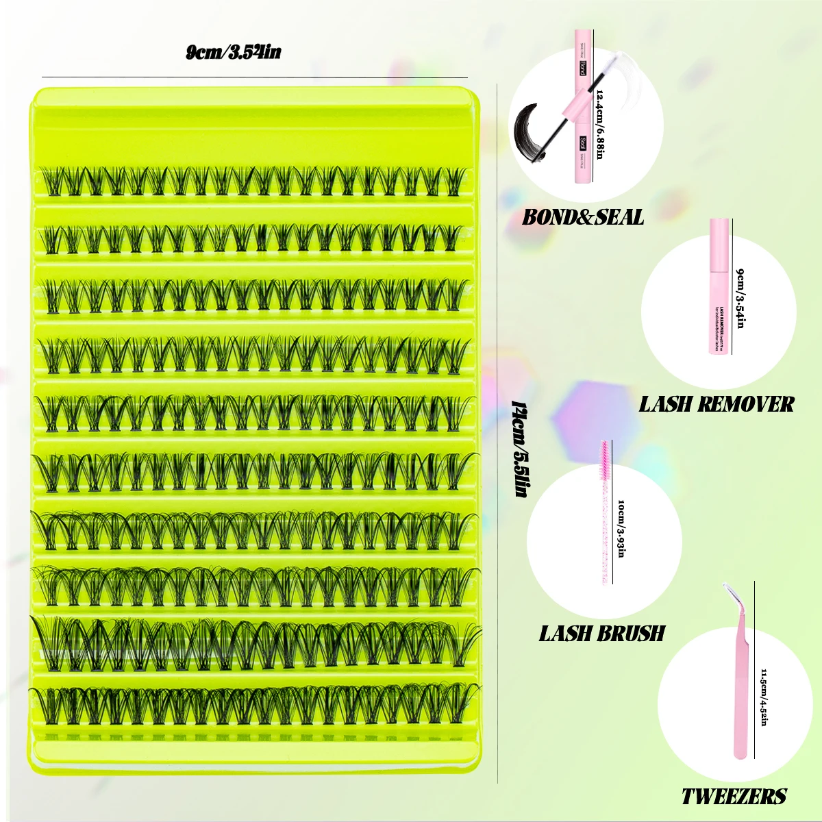 200 stuks gemengde lengte valse wimpers set 8-16 mm natuurlijk dun en dik herbruikbaar voor beginners wimperextensions met bond en afdichting