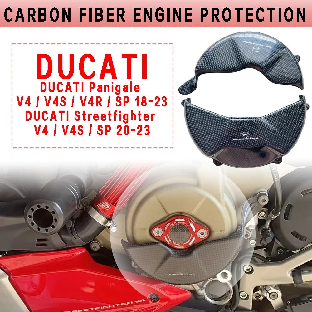 

For DUCATI Panigale V4 V4S V4R Streetfighter V4 V4S 2023 Motor Alternator Caps Motorcycle Carbon Fiber Engine Protection Cover