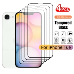 4Pcs For iPhone 16e Glass iPhone 16e Tempered Glass Phone Protective 9H HD Full Cover Glue Screen Protector iPhone 16e iPhone16e