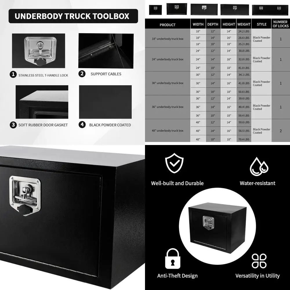 

Усиленный водонепроницаемый ящик для инструментов под кузов с Т-образной защелкой для грузовиков, спецтехники и автодомов - 24x12x14 дюймов, органайзер для хранения