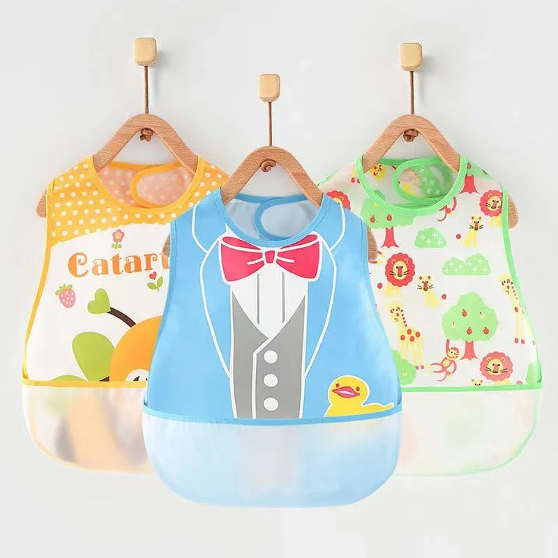 Cute Cartoon Waterproof Bib with Adjustable Elastic, Lightweight and Soft, Dining Apron for Kids, Oil Stain-resistant