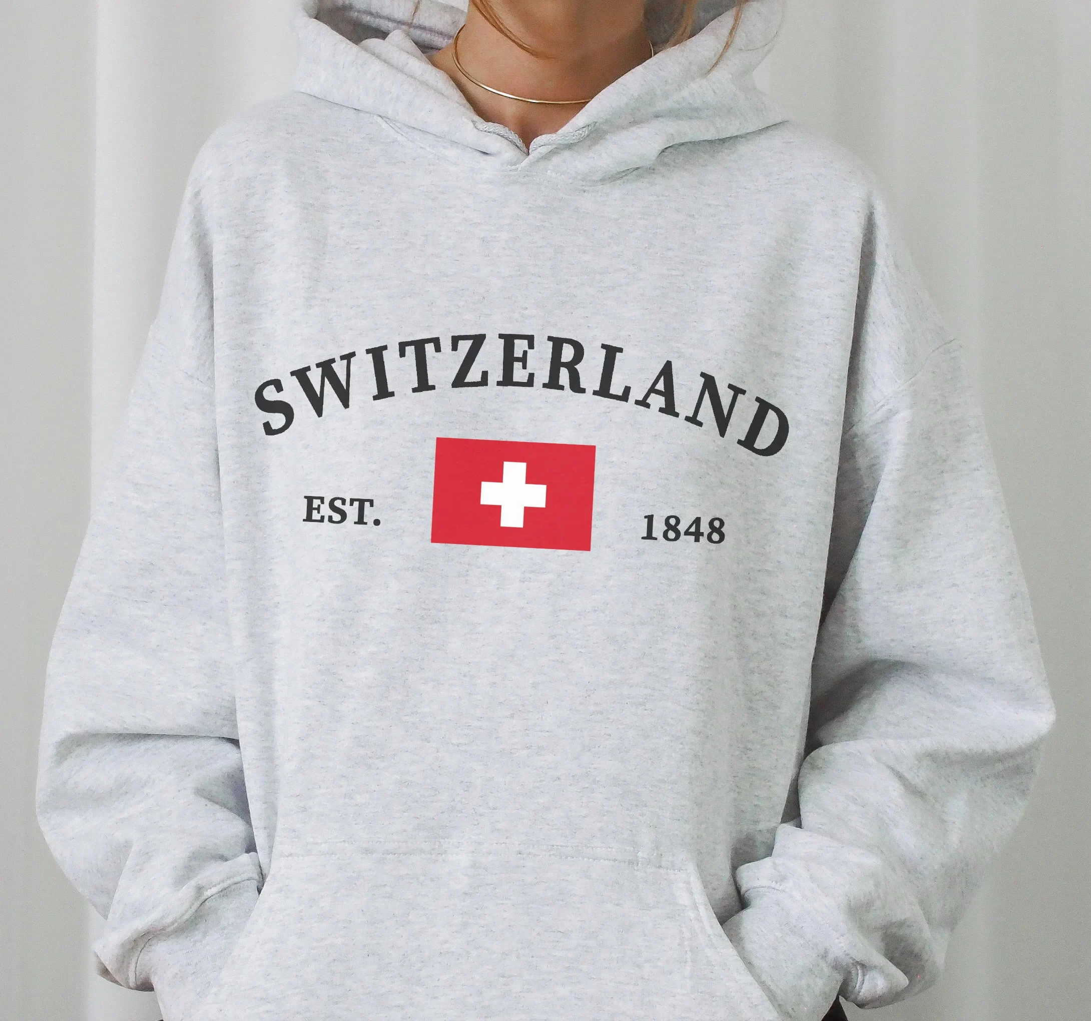 Switzerland Hoodie Men's and Women's Long Sleeve Sweatshirt Pullover Y2k Tops Fashion Casual Autumn and Winter Clothing Hoodies