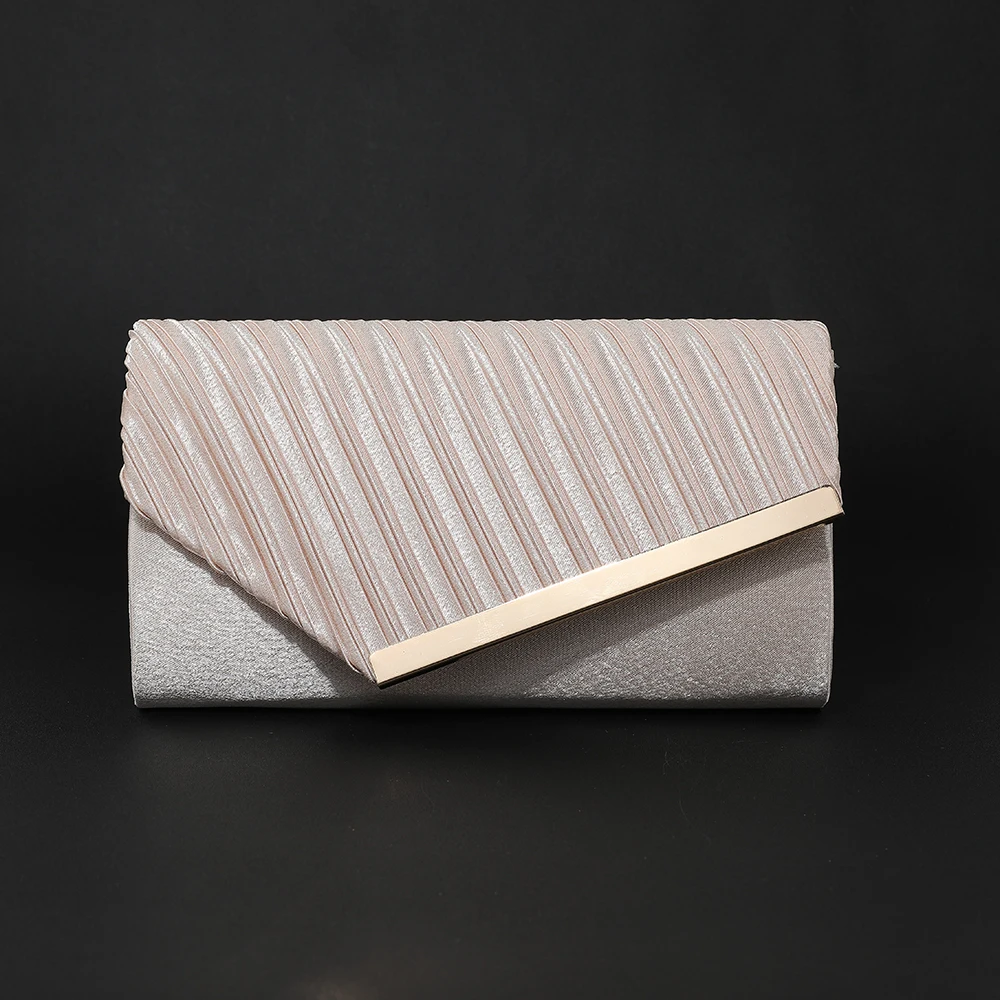 New pleated evening bag - premium metallic-edge envelope bag - wedding party, party attendant's dress handbag