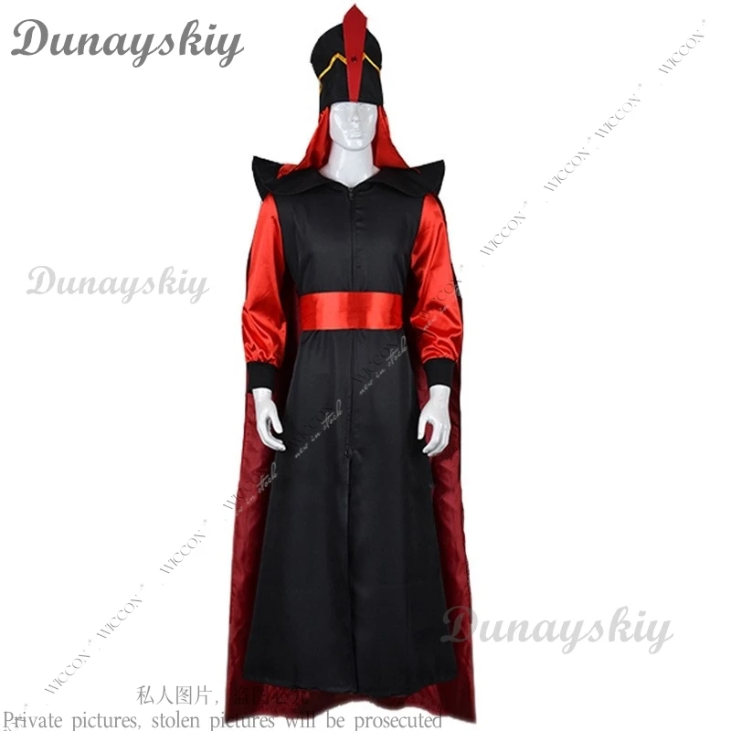 

Jafar Cosplay Costume Aldult Man Woman The Arabian Nights Aladdin Halloween Wizard Clothes Suit Hat Stage Costume Role Play