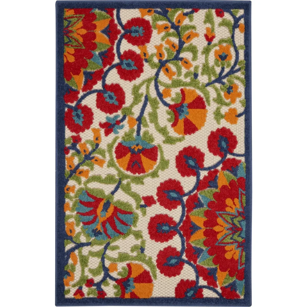 Aloha Indoor/Outdoor Red/Multi 2'8 x 4' Area Rug, (3x4)