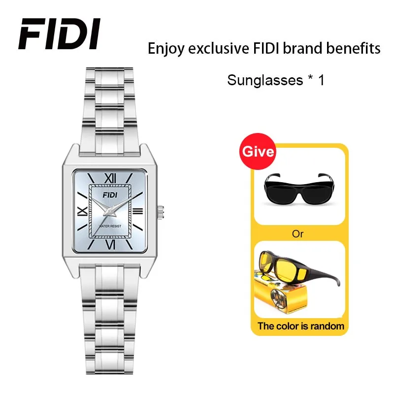 FIDI Women's Business Quartz Wrist Watch - Waterproof, Roman Numeral, Stainless Steel Strap, Casual Style sunglasses Gifts FD102