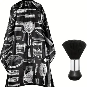 Waterproof Hair Cut Cable with Neck Duster Brush, Barber Wrap Set, Professional Salon Hairdresser Apron, Hair Stylists 11 MAIN SALES BARBEIRO COVER - №7