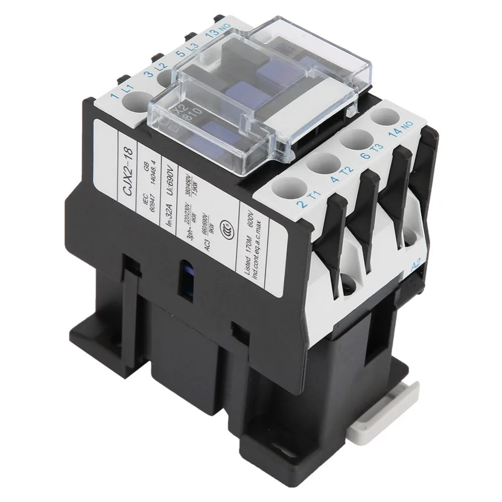 High Sensitivity CJX2-1810 AC Contactor 18A 24V/48V/110V/380V AC Electric Contactor Industrial Contactor Fixed Type Installation