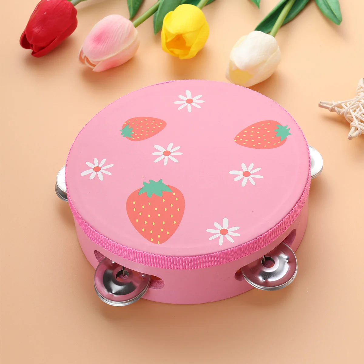 15 Cm Colorful Tambourine Hand Drum Puzzle Wood Music Instrument Wooden for Kids