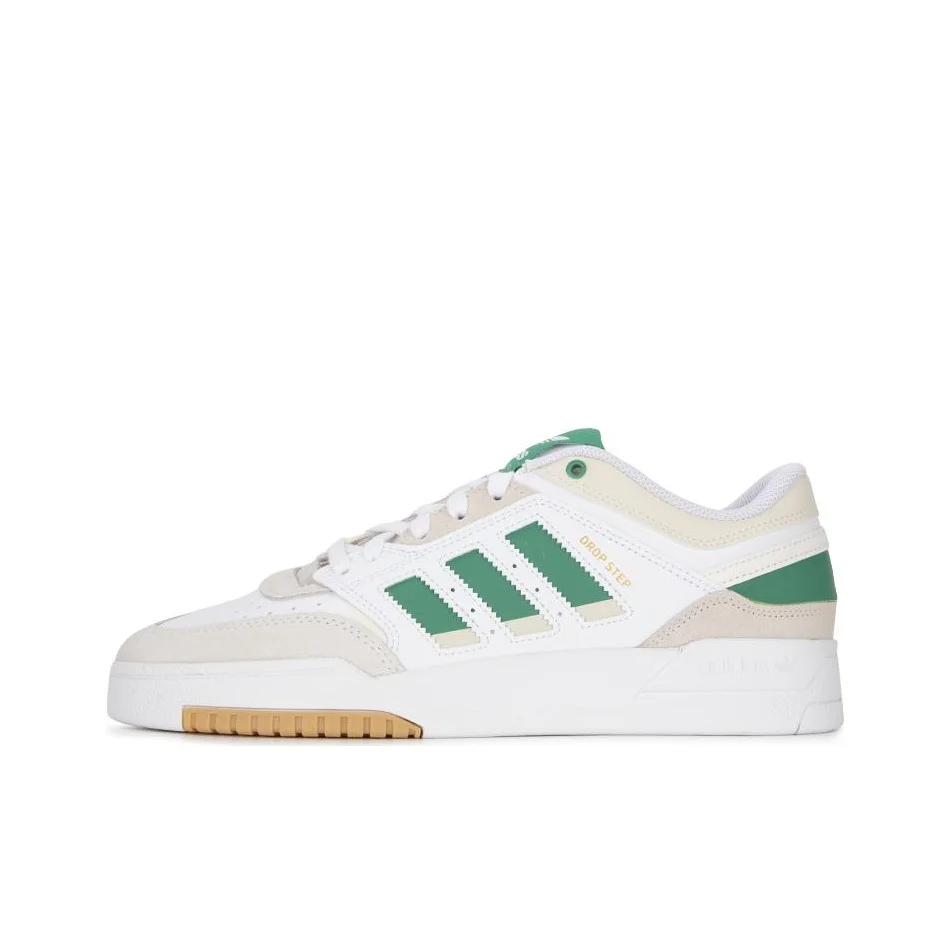 Adidas Originals Drop Step Skateboard Shoes Unisex Low Top White/Green HQ7132