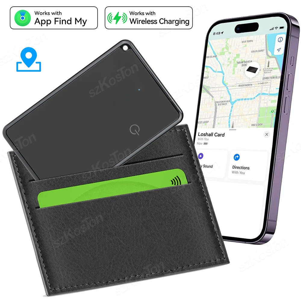 Wallet Tracker Card Wireless Charging Wallet GPS Finder Work with IOS Find My App Tracker for Luggage Tag Phone Passport