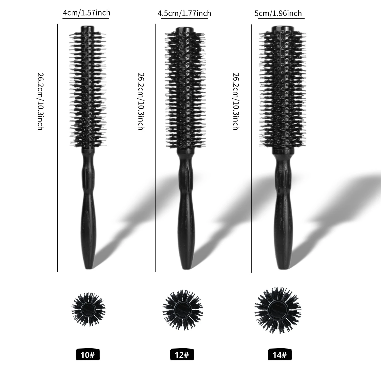 Nuevo 3 estilos, mango de madera negro, cepillo redondo, cerdas, peine de pelo liso, tubo de aluminio para mujer, cepillo rizador de pelo, herramientas de peluquería