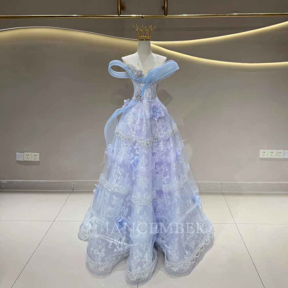 Celestial Quinceanera Dresses Lavender Blue Tulle A Line Customized Beading Lace Appliques vestidos de 15 quinceanera