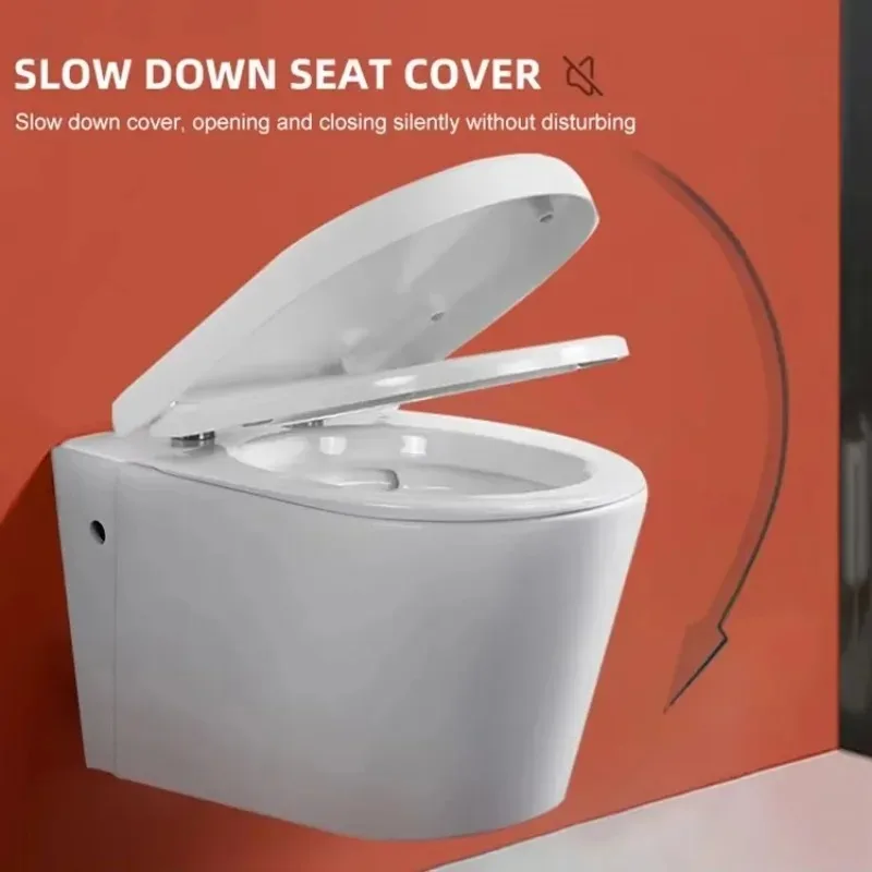 

Low MOQ Modern P-Trap 180mm Roughing White Closestool Gravity Flushing Wall Hung Toilet