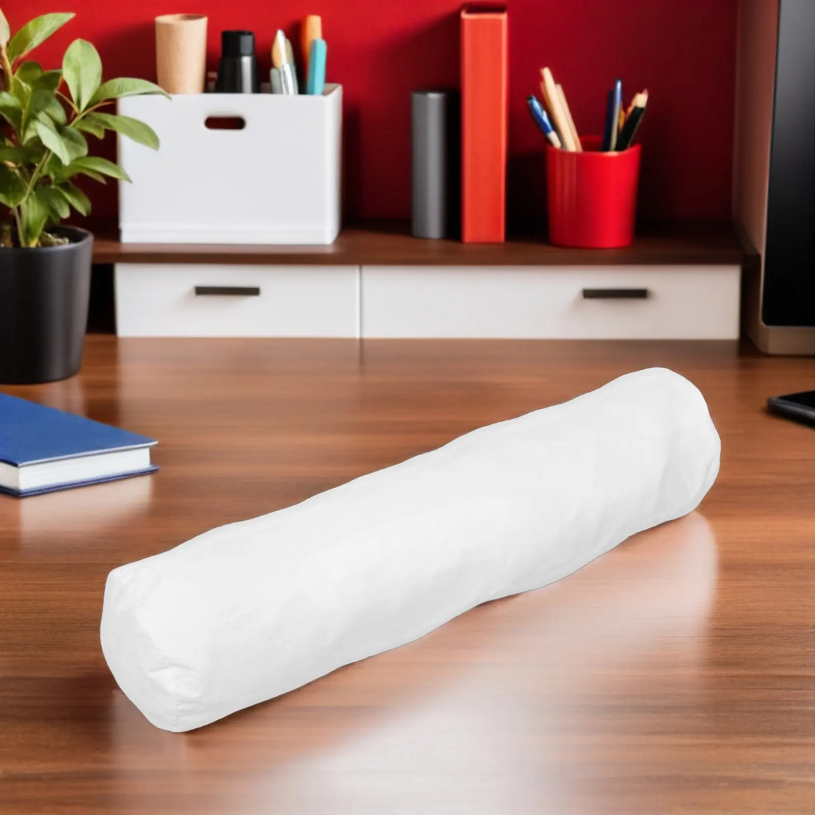 Cylindrical Neck Bolster Cushion Cover Round Pillowcase White Inner Sleeve Zippered Cervical Support Breathable Soft Neck Roll