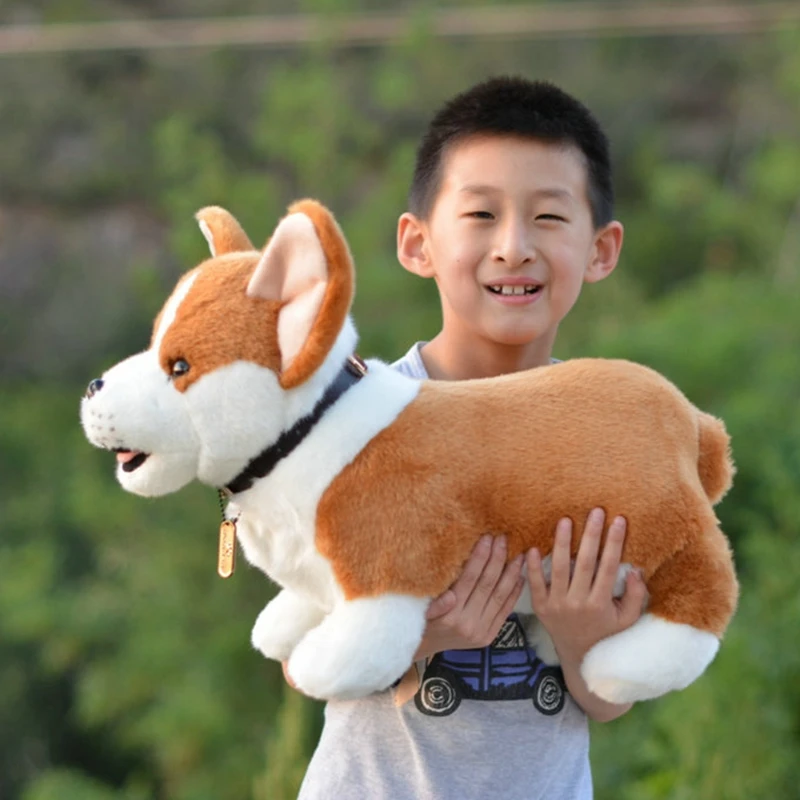 Quality Simulation Animal Corgi Dog Plush Toys Big Welsh Puppy Stuffed Animals Doll for Children Birthday Gift 49cm DY10086