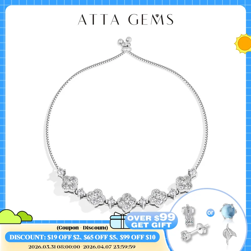 

ATTAGEMS Stars Design Moissanite Bracelets For Women S925 Sterling Silver Adjustable 24cm Box Chain Lucky Birthday Gifts Jewelry