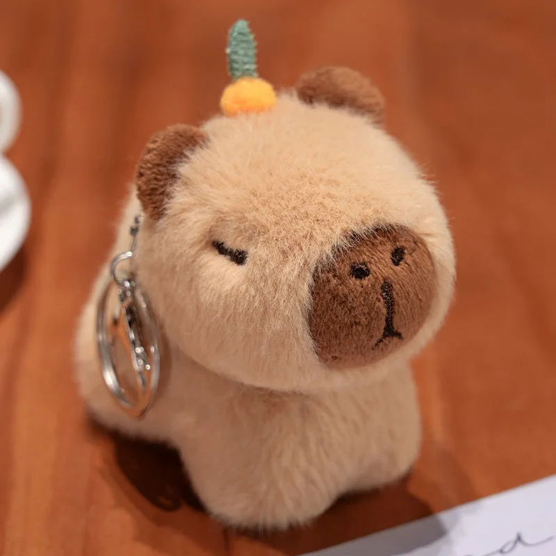 Capybara Plüschtier-Anhänger Capibara Plüsch-Schlüsselanhänger Kawaii Taschen-Schlüsselring Niedliche Hunde- und Katzenpuppen Auto-Dekoration Weihnachtsgeschenk