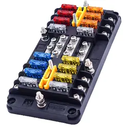 Universal Car 12Way 16Way Blade Fuse Holder Marine RV Boat Wire Block Circuit Fuse Box with Negative Bus Distributor 12V 24V 36V