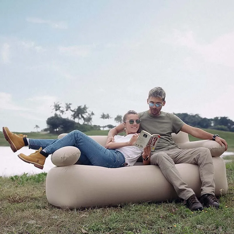 

Double Lazy Inflatable Sofa Chair Outdoor Camping Inflatable Sofa With Air Pump High Load-bearing Portable Air Mattress