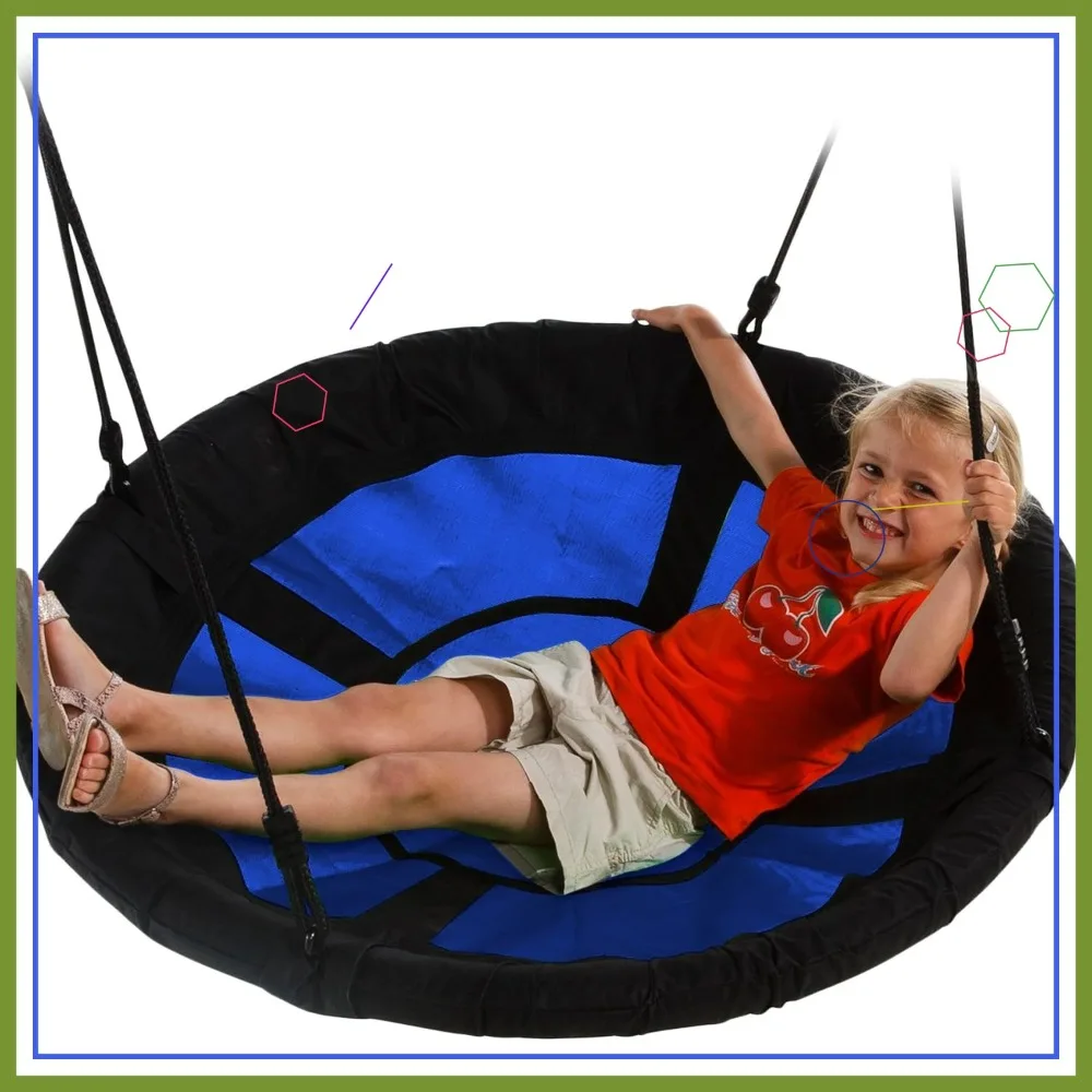 

40 Inch Diameter Nest Swing with Blue Seat, Heavy Duty Outdoor Tree Swing for Kids and Adults