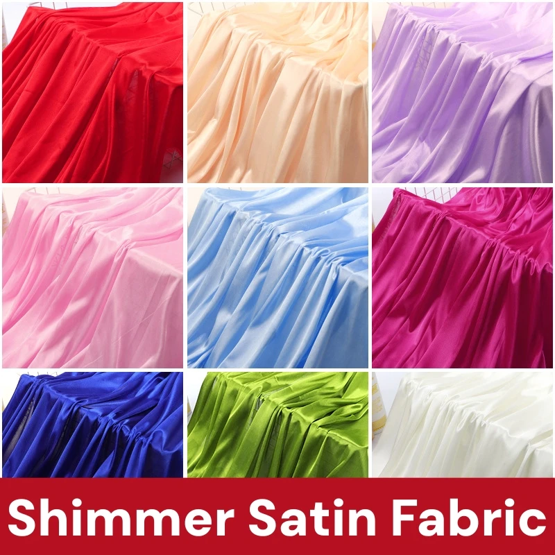 Glossy Fabric Shiny Ice Silk Cloth Stretch Draping Material for Wedding Party Decoration Stage Backdrop Curtain DIY Craft Sewing