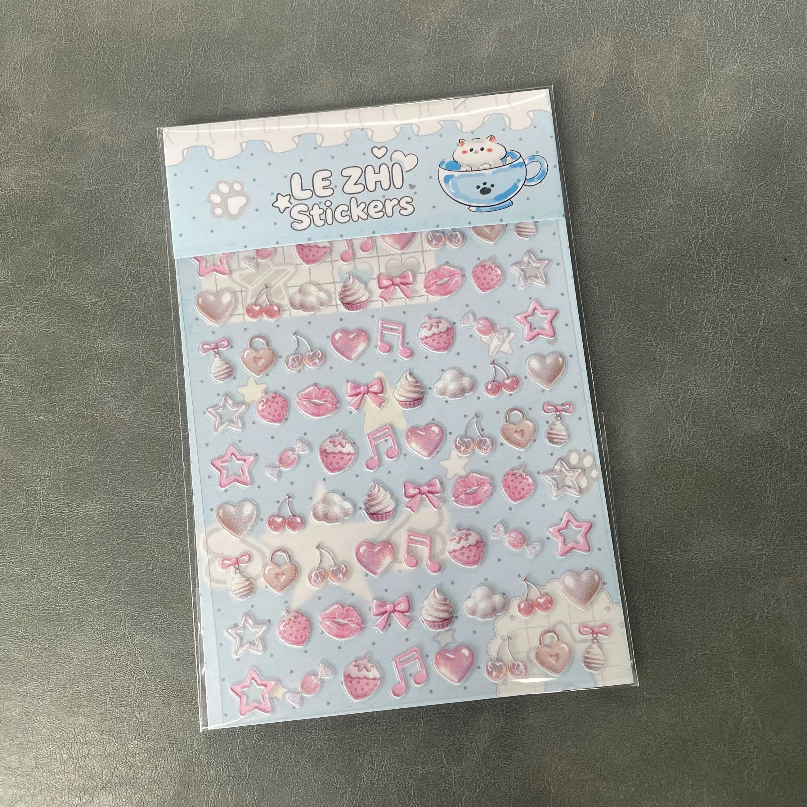 LE ZHI Stickers Lovely Nail Decals 3D Animal Cartoon Clouds Scrawl Relief Self Adhesive Nail Art Stickers Cute Nails Decoration