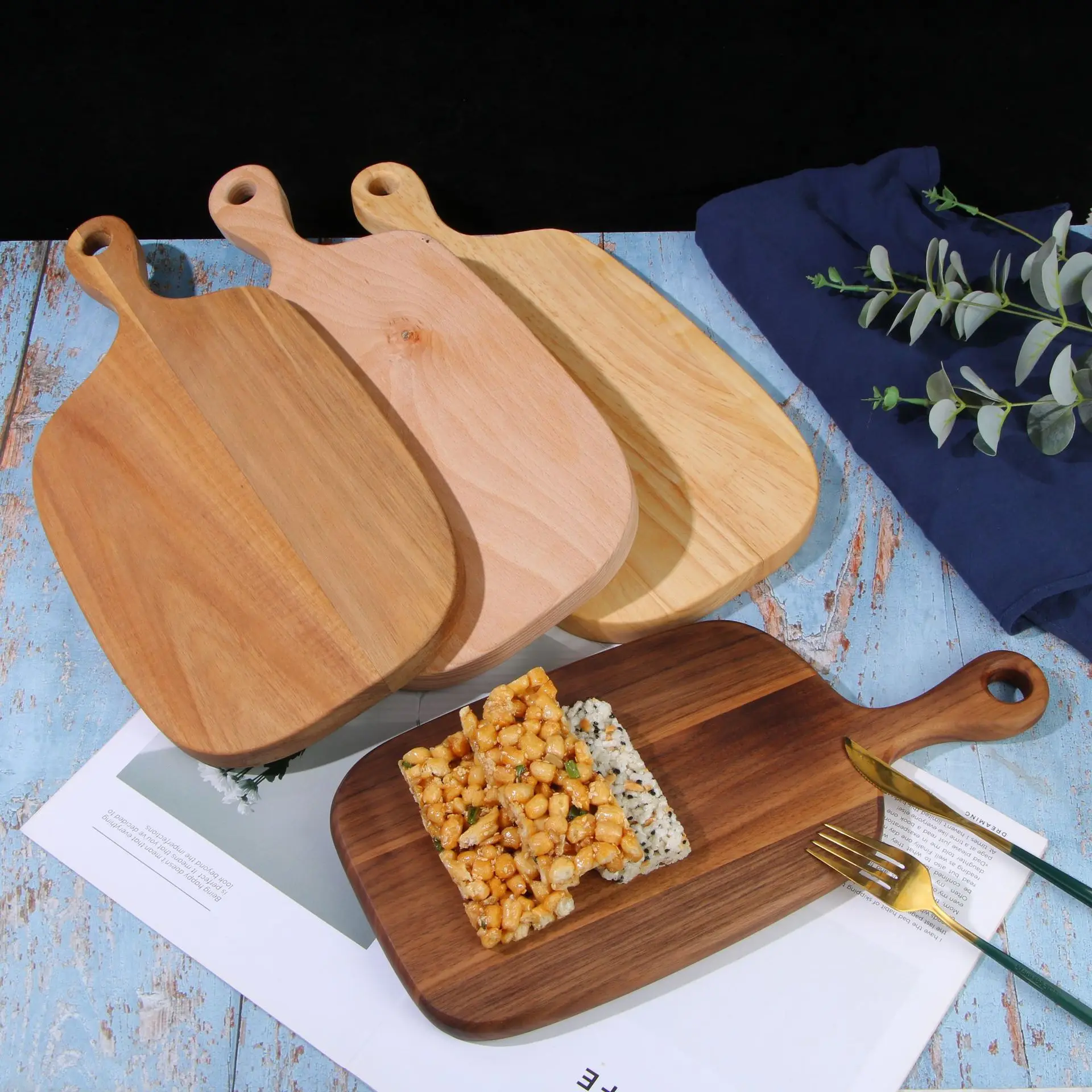 

HEMU Acacia Wood Chopping Board Western Style Pizza Sushi Cutting Board Cheese Steak Tray Board Wooden Bread Tray Fruit