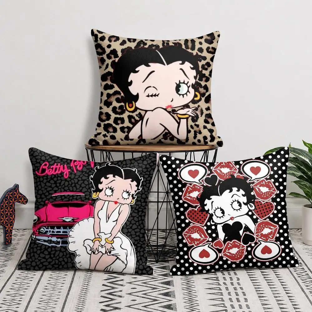 Fashion B-Bettys-B-Boops Luxury Cushion Cover Soft Short Plush Double-Sided Printing Home Decor Machine Washable Pillow Case