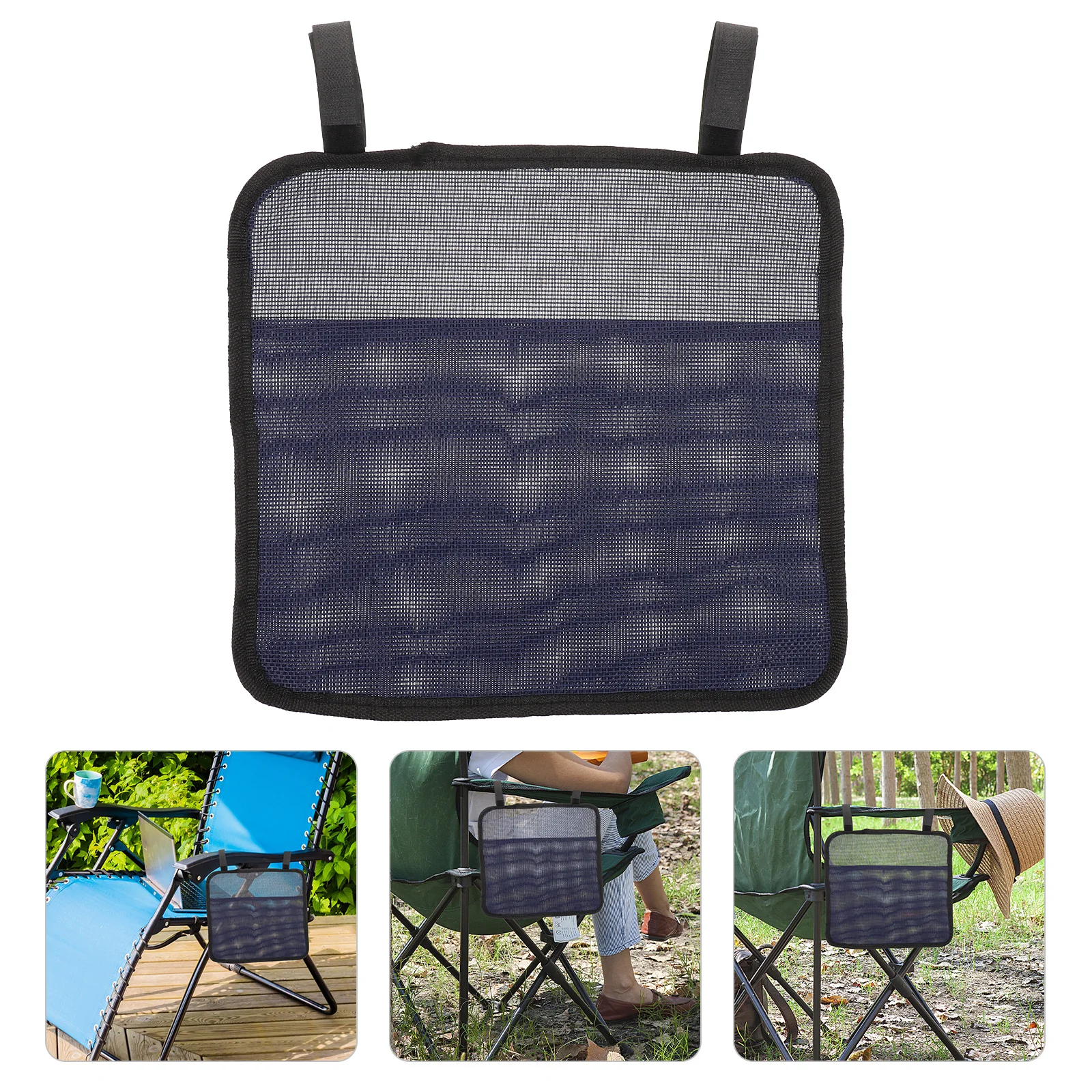 

Navy Blue Folding Chair Armrest Storage Pouch Waterproof Camping Beach Chair Side Bag for Snacks Magazines Phone Hanging