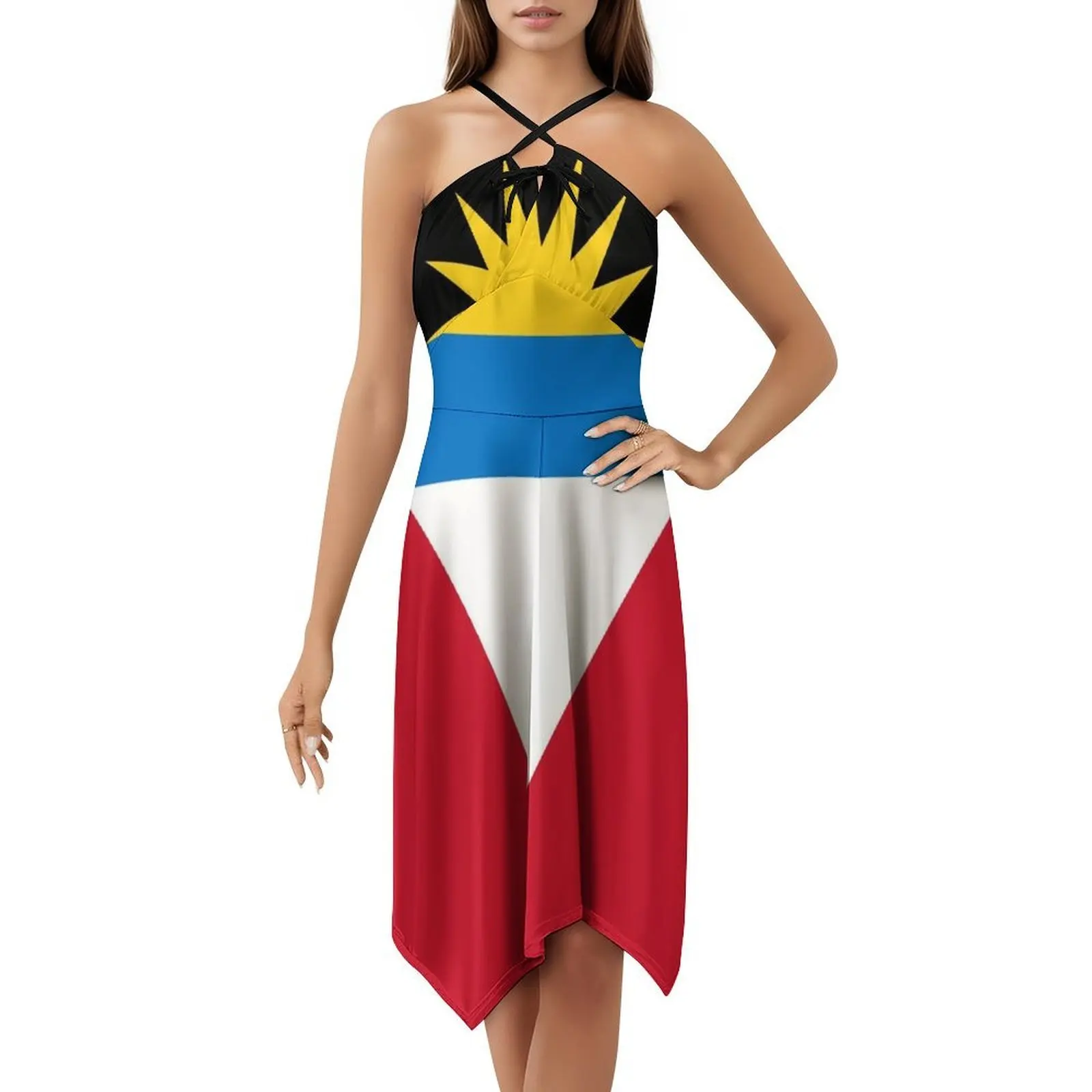 علم أنتيغوا وبربودا بوهو فستان أنيق أنيق موضة شاطئ حفل زفاف ثوب أنتيغوا بربودا أنتيغوا أنتيغوا و