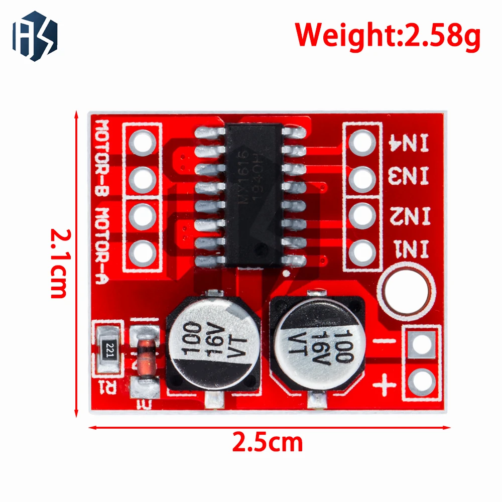 โมดูลไดรเวอร์มอเตอร์ Dual H-Bridge L298N – ควบคุมความเร็ว PWM, ฟังก์ชันถอยหลัง (รองรับ DC/Stepper)