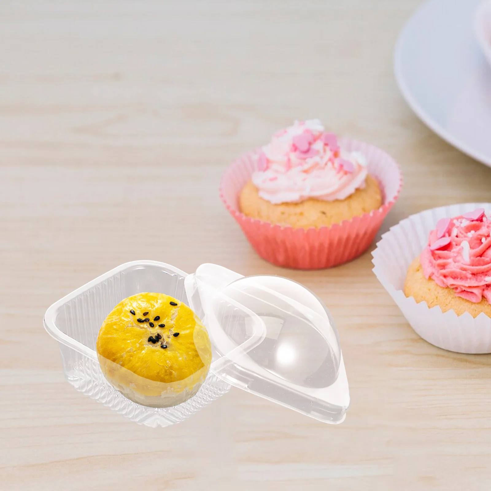

50Pcs Clear Muffin Storage Containers Robust Pet Cupcake Boxes for Outdoor Gatherings Single Cupcake Container