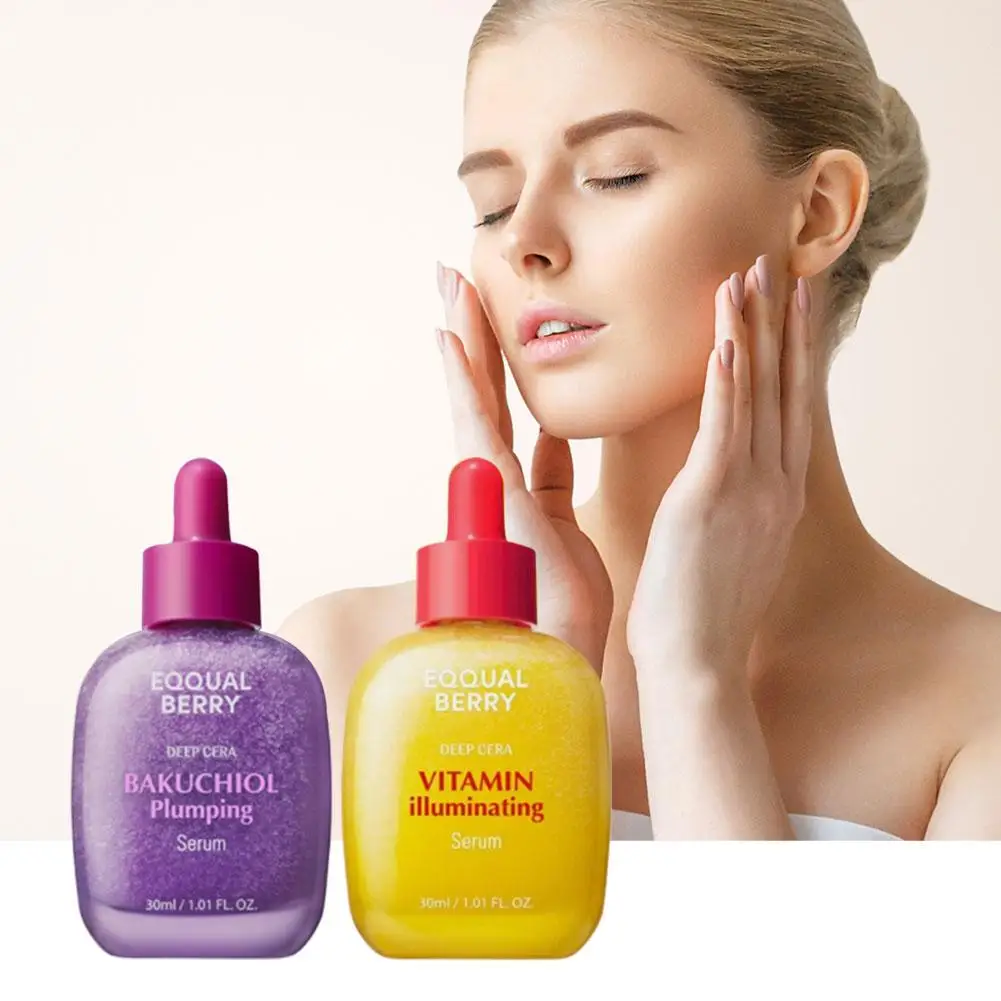 Korean EQQUALBERRY Bakuchiol Plumping Serum - VITAMIN Illuminating Reduces Wrinkles Lifts Skin Moisturizes Brightens Skincare