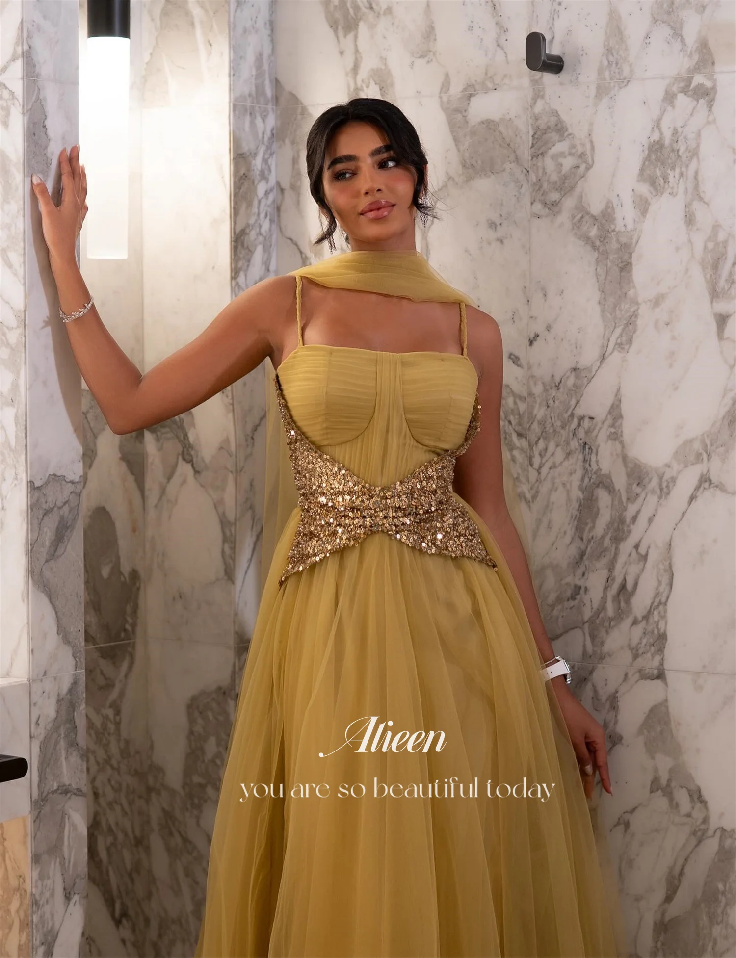 Aileen Abiti da donna personalizzati per occasioni speciali Abiti da festa Abito da ballo a trapezio Scialle Abito da sera da donna con paillettes