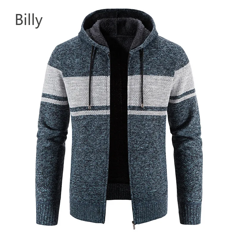 

New Men's Hooded Plus Velvet Thickened Sweater Spring and Autumn Knitted Cardigan Men's Jacket New in Hoodies Sweetshirts