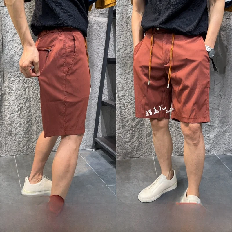 

Faionable Urban Men's Metal Nylon Folded ort Pants Summer Busin Casual Commute Versatile orts Straight Cut mid Waist