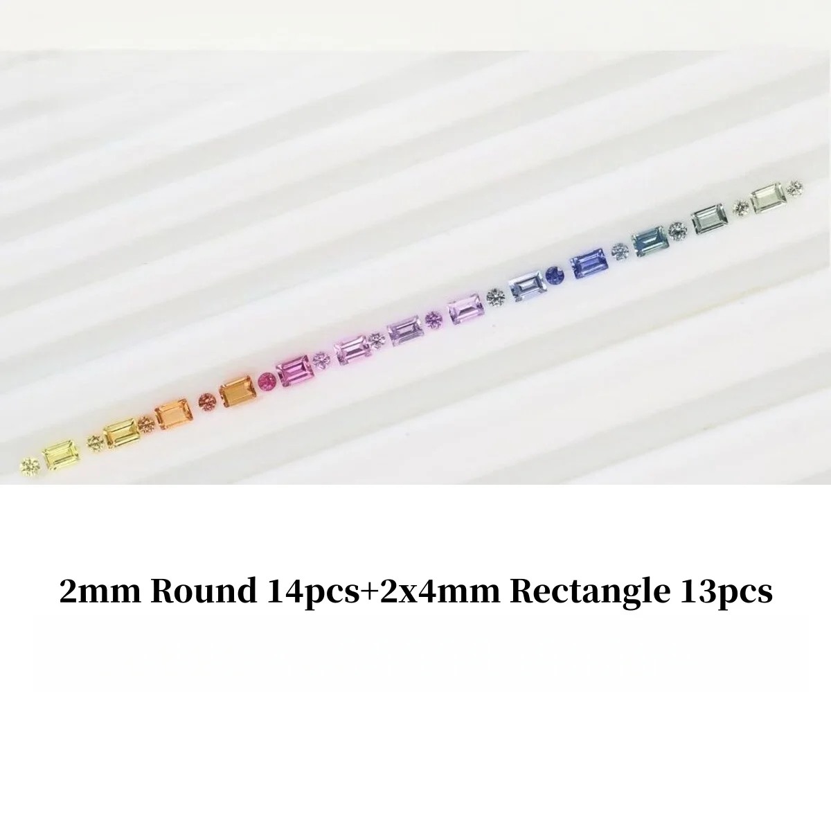 Round Rectangle Lab Grown Sapphire Loose Gemstone Rainbow Gradient Color Strips Colorful For Jewelry Necklace DIY Making