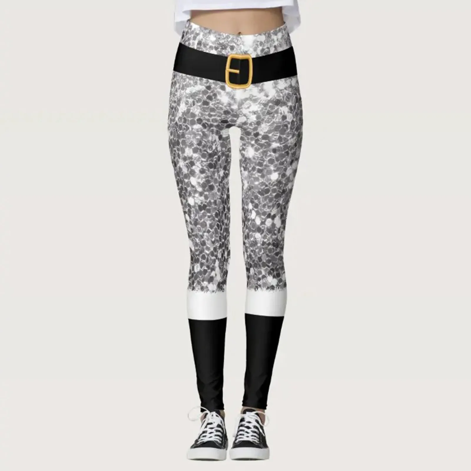 Mallas con estampado de Feliz Navidad para mujer, pantalones elásticos de Papá Noel, pantalones de Navidad de cintura alta, parte inferior, Leggings de fiesta