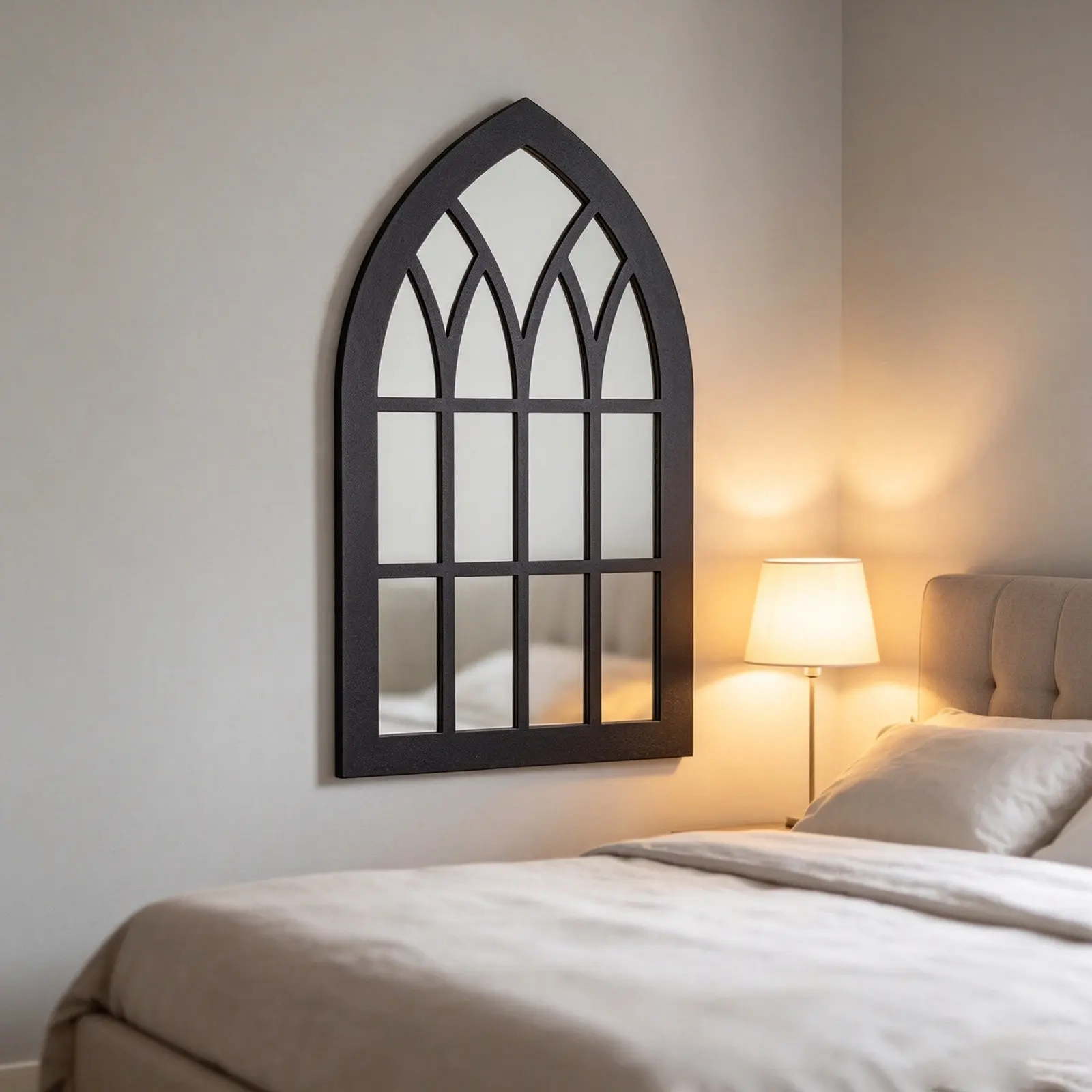 Gothic Arch Window Frame Rustic Black Faux Castle Panel Decorative Wall Decor Cathedral Accent Arched Cathedral Window Frame