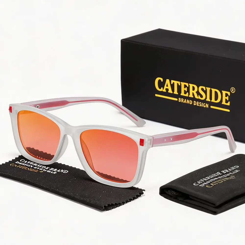 CATERSIDE Modische Herren-Sonnenbrille Hochwertige PC-Quadratrahmen-Verlaufsgläser Damen-Outdoor-Fahrbrille Dekorative Brille – Detail 10