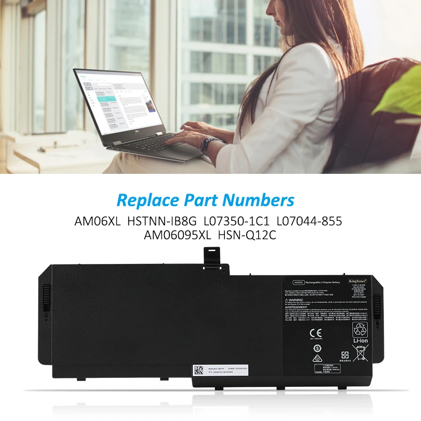KingSener AM06XL Laptop Battery For HP ZBook 17 G5 G6 Series AMO6XL HSTNN-IB8G L07350-1C1 L07044-855 AM06095XL 11.55V 95.9Wh