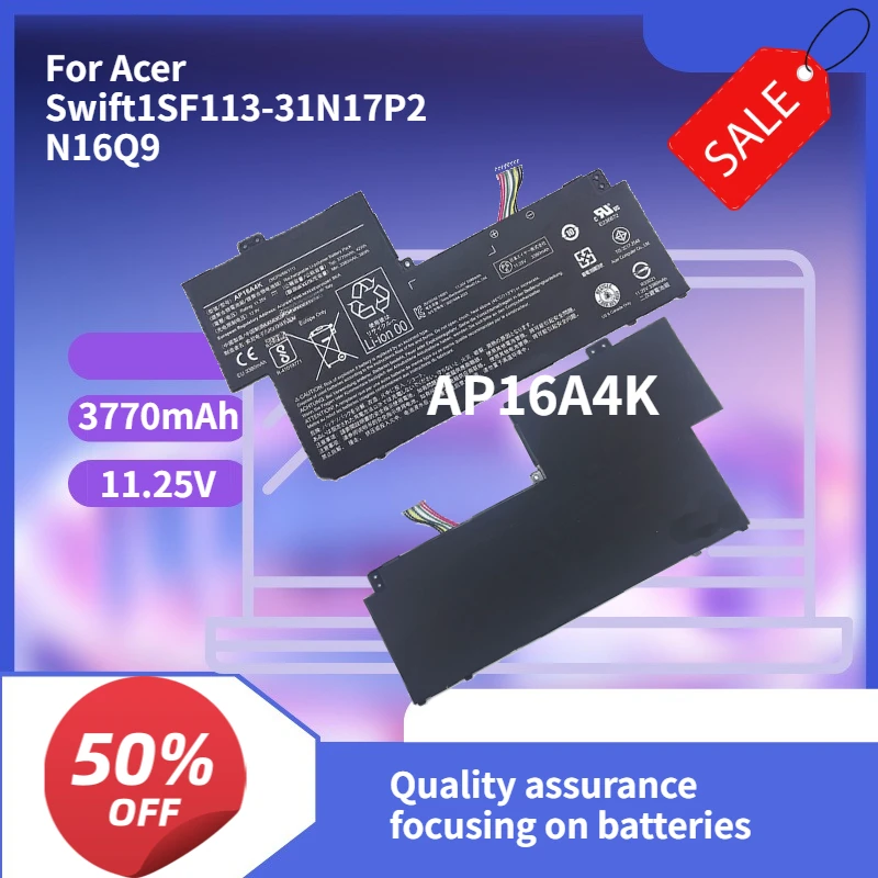 

high quality 3770mAh 11.25v Compatible with Swift1 SF113-31N17P2 N16Q9 laptop battery AP16A4K high capacity