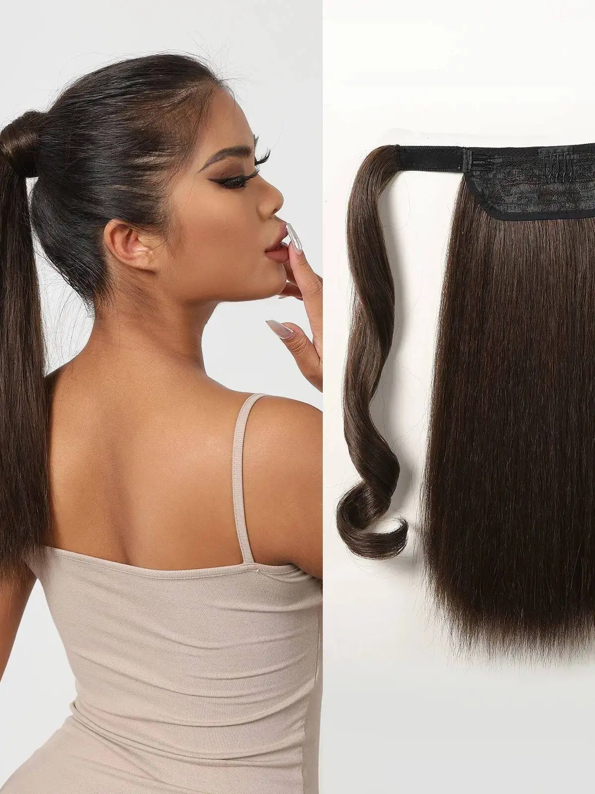 16-inch-long-straight-synthetic-heat-resistant-ponytail-3-piece-set-fashionable-hair-extension-accessory-from-china