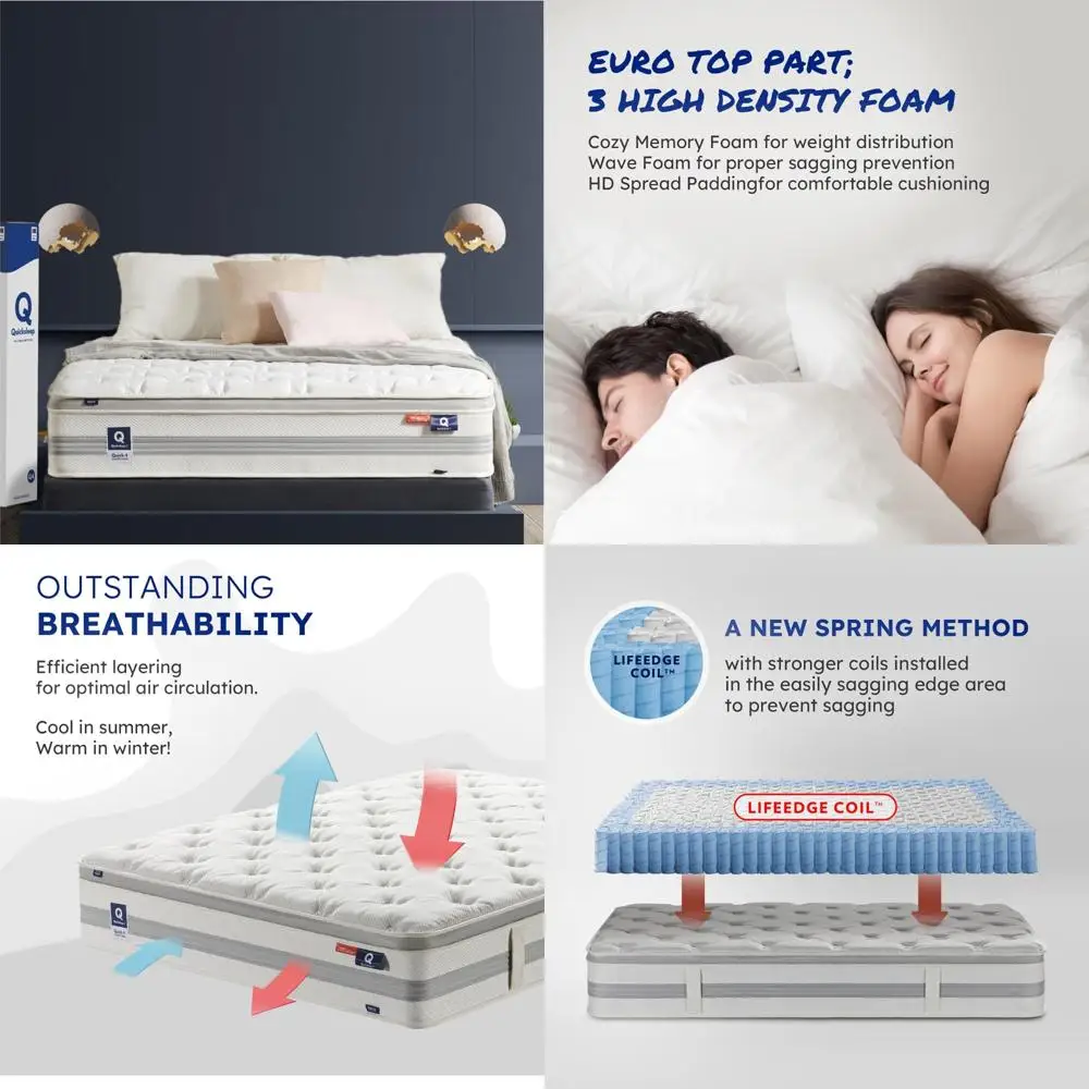 

Queen Size 11.5 Premium Memory Foam and Spring Hybrid Mattress with Edge Support - Z Cube Mattress in a Box