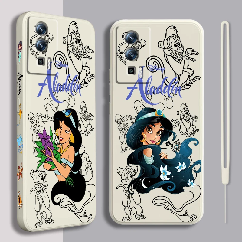 Disney Aladdin Art Cute Liquid Left Rope For Xiaomi Redmi 13C 12 12C K60 A1 K50 11 K40 10C 10 9A 9AT 9T 9C 5G TPU Phone Case