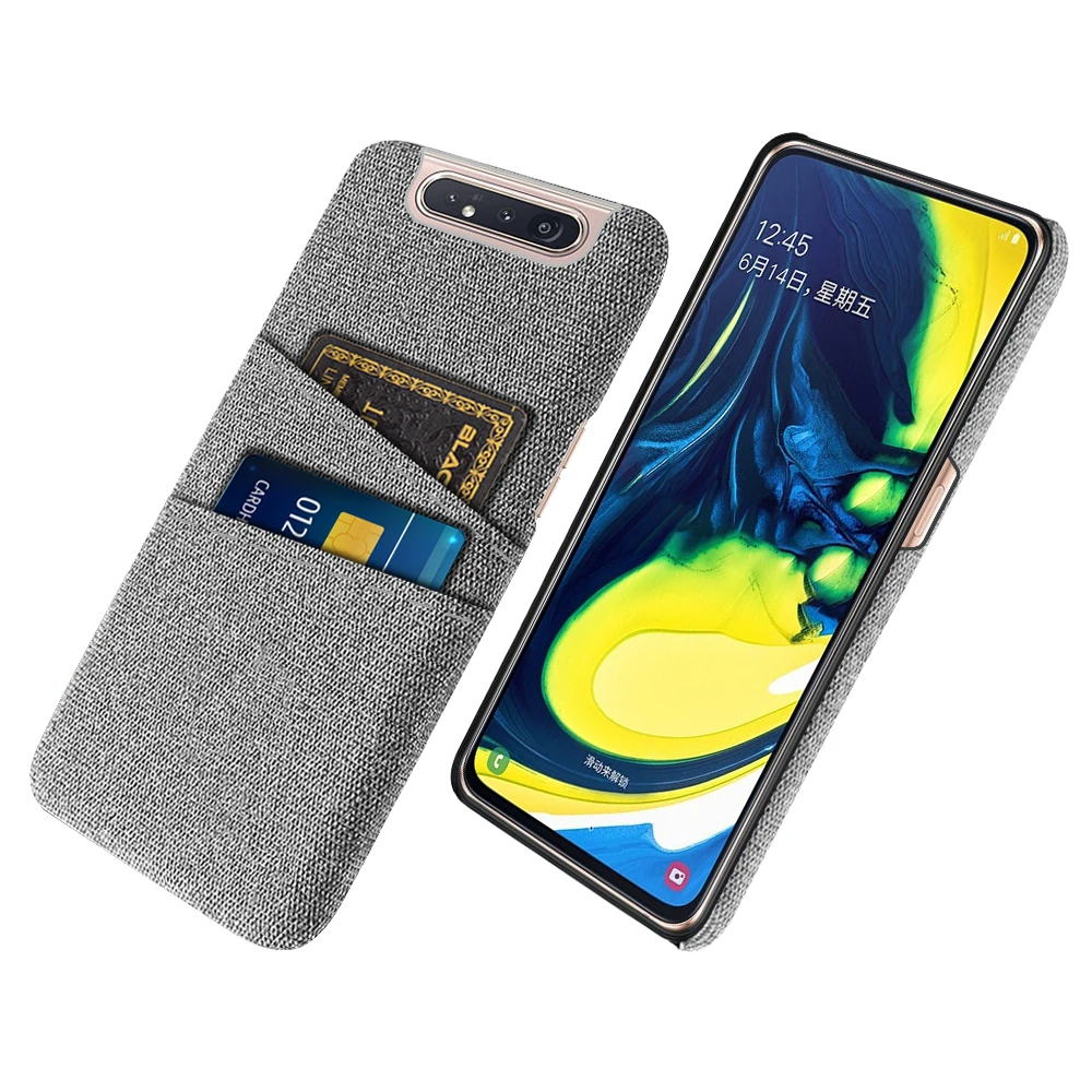 Card Case For Samsung Galaxy A80 Case Dual Card Fabric Cloth Luxury Cover For Samsung Galaxy A80 A 80 SM-A805F/DS Coque Funda