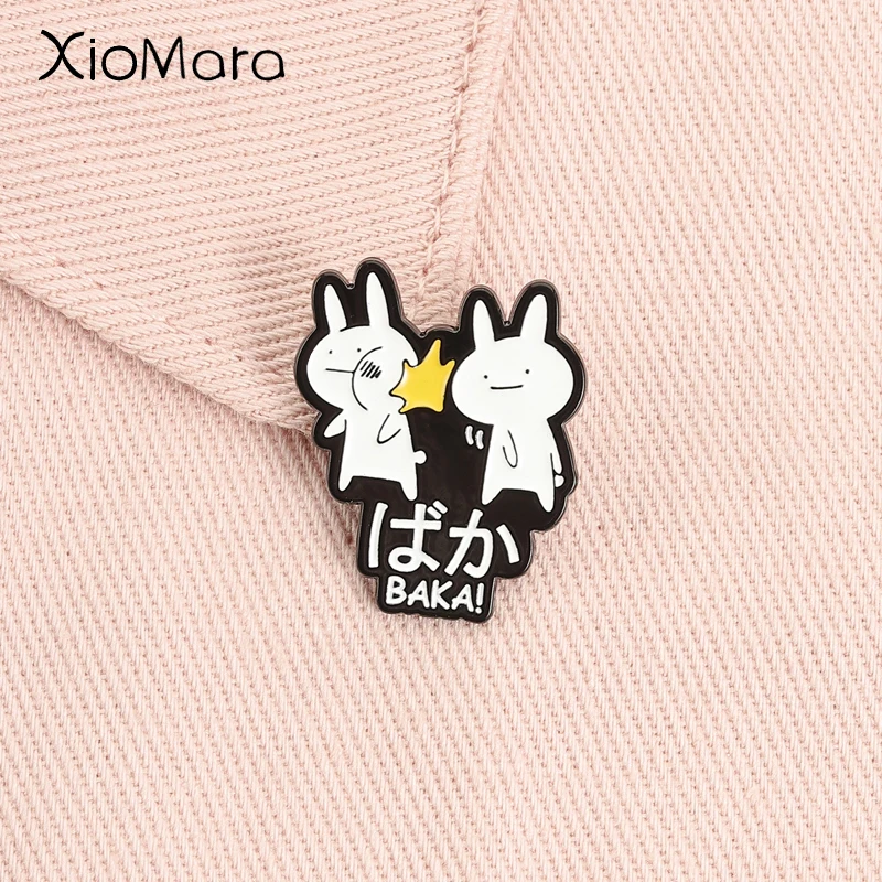 

BAKA Punching Rabbit Enamel Pin Goofy Japanese Meme Rabbit Fun Brooches Lapel Backpack Badge Jewelry Accessories Gift For Friend